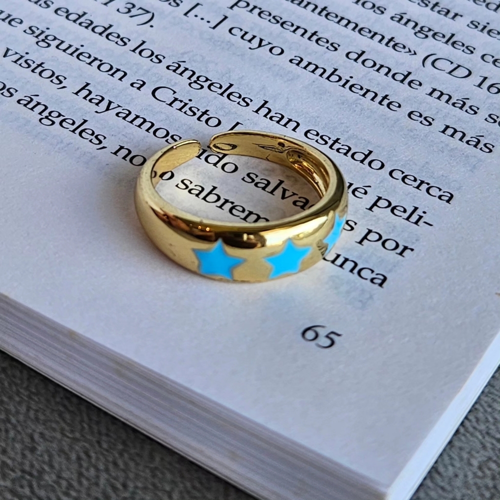 Ring Gold Plated with Blue Stars